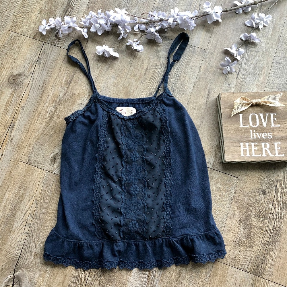 2/$20 ❤️ Hollister Navy Ruffled Easy Fit Cami Tank - Picture 2 of 6